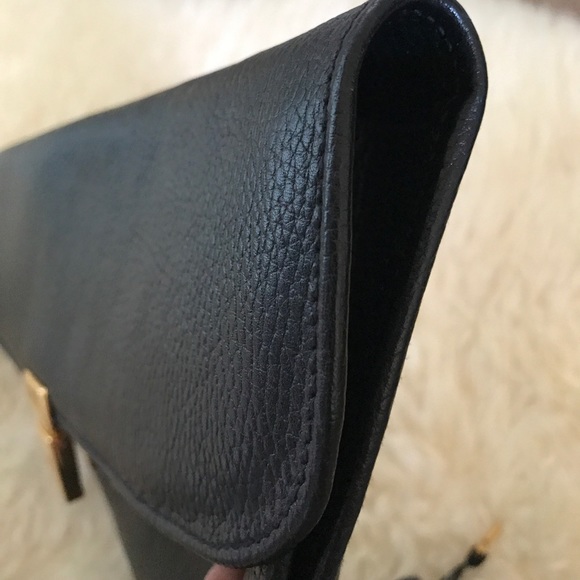 Rare Scully & Scully black 100% pebbled Leather oversized Envelope Clutch - Picture 9 of 10